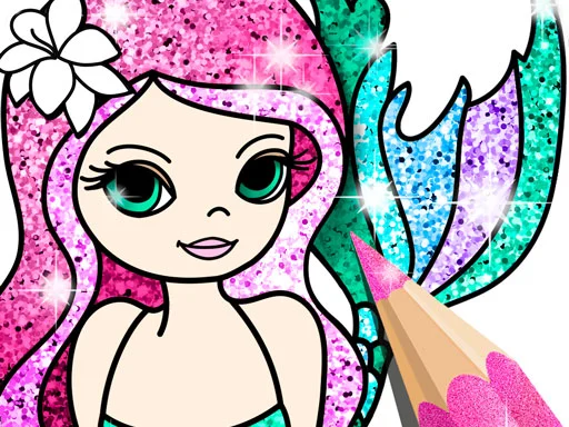 Mermaid Coloring Book Glitter